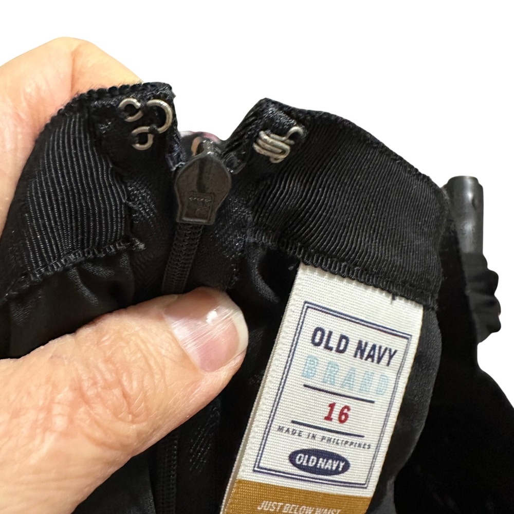 Old Navy Black Lace Midi Skirt Women Sz 16 Flounce Hem Zipper Closure Whimsigoh - Picture 6 of 8